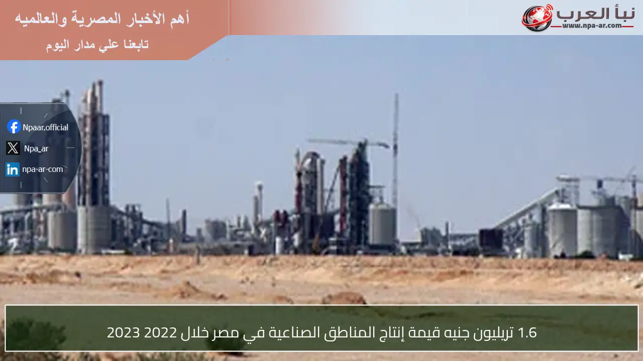 1.6 تريليون جنيه قيمة إنتاج المناطق الصناعية في مصر خلال 2022 2023