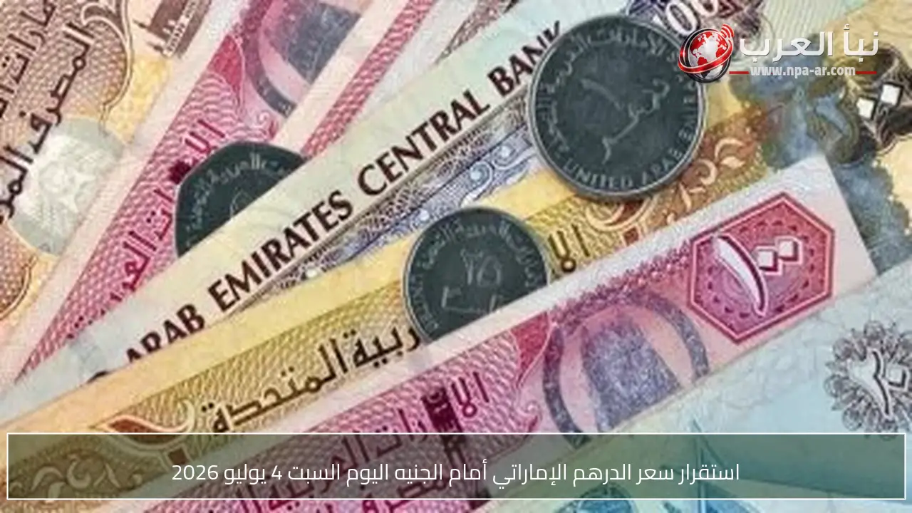 استقرار سعر الدرهم الإماراتي أمام الجنيه اليوم السبت 4 يوليو 2026