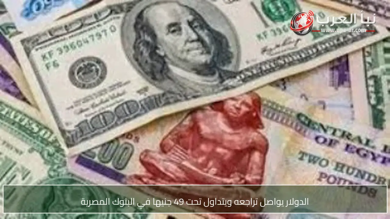 الدولار يواصل تراجعه ويتداول تحت 49 جنيها في البنوك المصرية