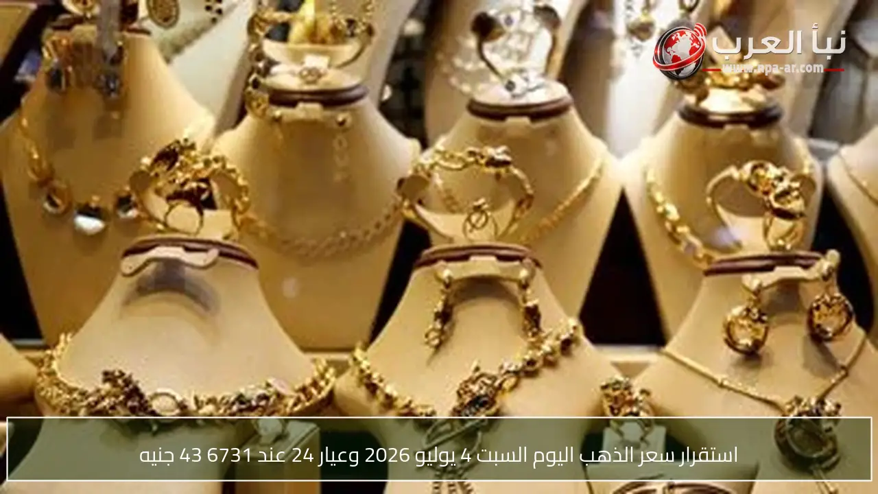 استقرار سعر الذهب اليوم السبت 4 يوليو 2026 وعيار 24 عند 6731 43 جنيه