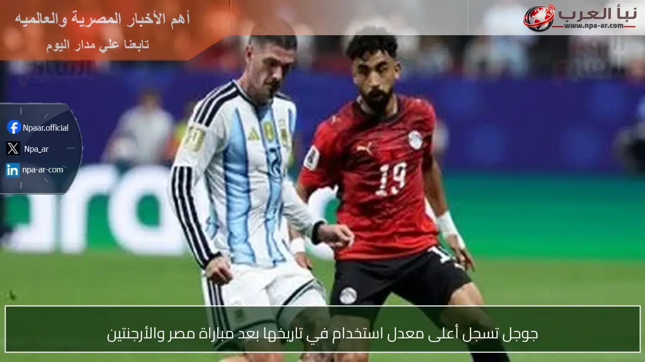 جوجل تسجل أعلى معدل استخدام في تاريخها بعد مباراة مصر والأرجنتين